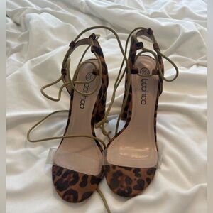 Boohoo Animal Print Strappy Heels